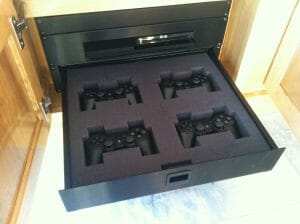 custom video game controller drawer done by reeds built in