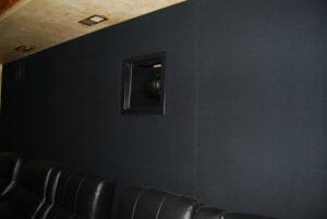 image of surround sounds system installed in a home movie theater