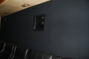 image of surround sounds system installed in a home movie theater