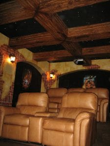 brown leather home theater seating