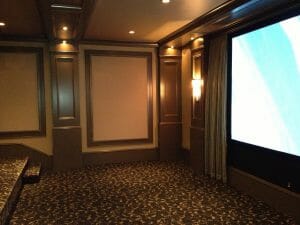 side view of a projector screen on wall in house in utah