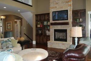 custom in home tv hung above fireplace in salt lake city