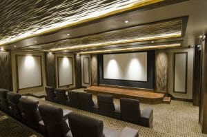 side view of theater system installed by reeds built in