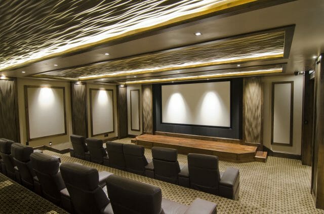 side view of theater system installed by reeds built in