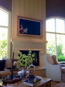 above fireplace tv installation done by reeds built in