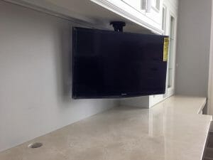 kitchen with tv's installed in a home in utah