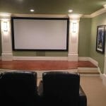 Custom home theater with projector screen