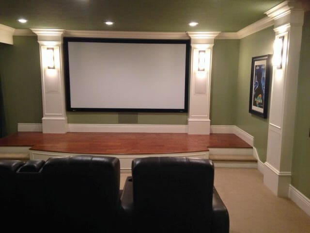 Custom home theater with projector screen