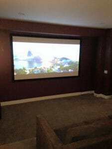 movie being played on in home movie theater