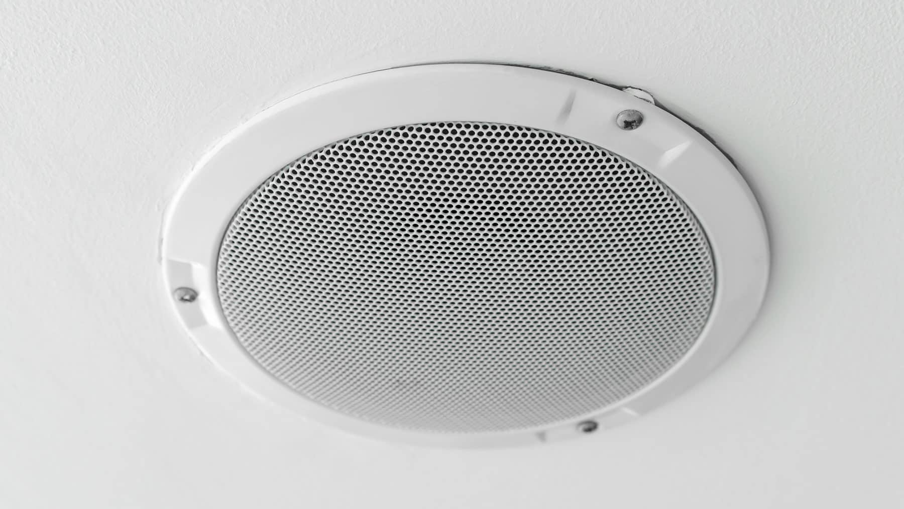In-ceiling speaker installed as part of a whole home audio system